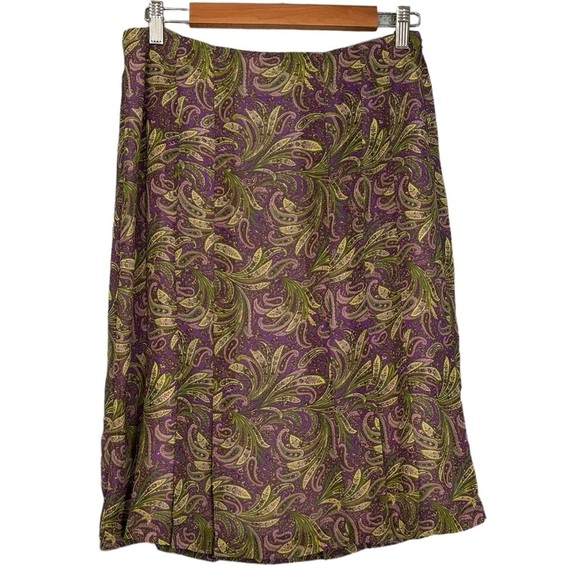 Vintage Norton McNoughton Purple Green Paisley‎ 90s Slip Skirt - Picture 1 of 11